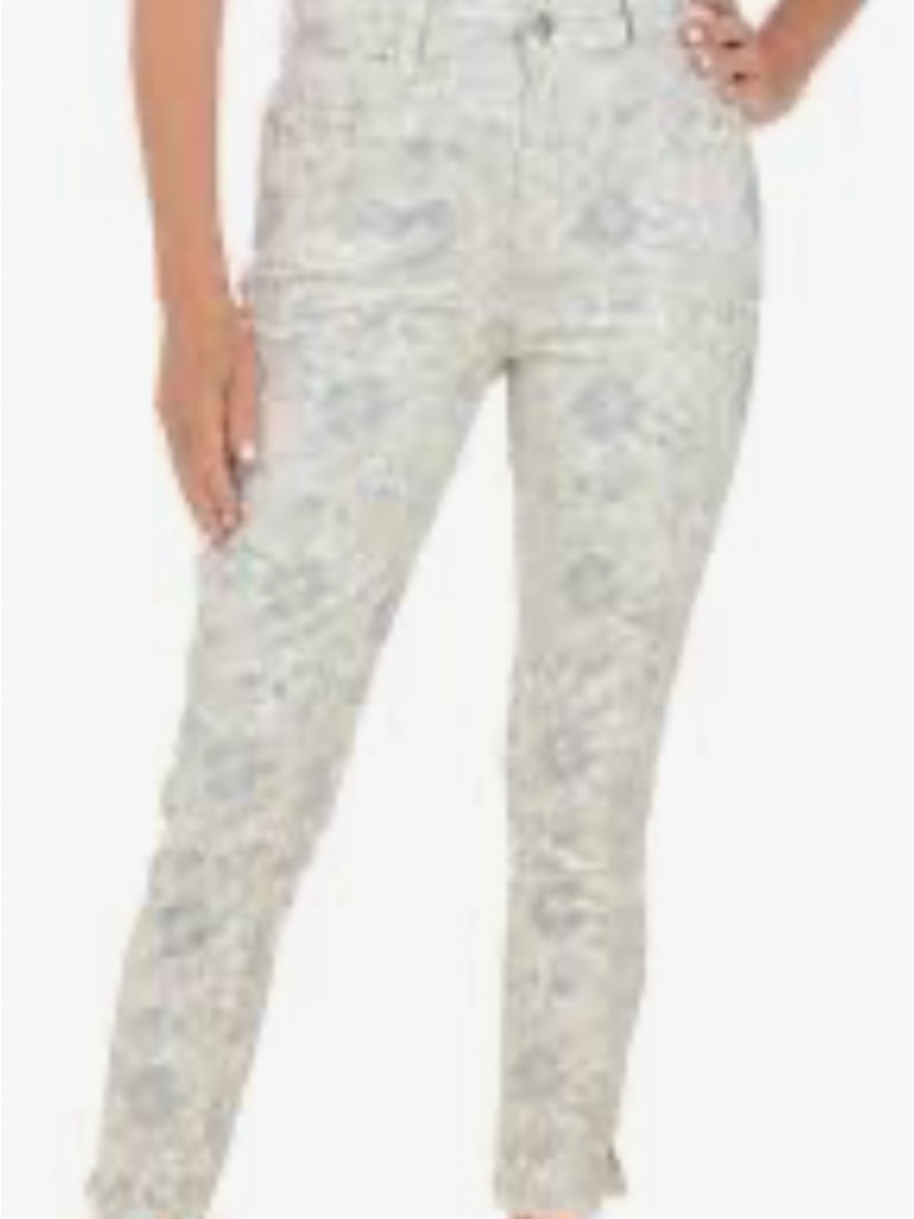 Charlie B Floral Print Slim/Straight Leg Jeans — Size 8 neat frayed hem